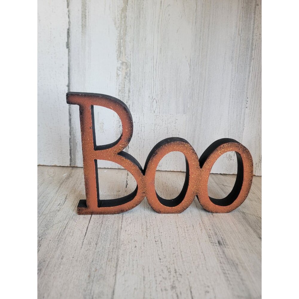 Wooden Boo‎ Halloween letter sign home decor orange